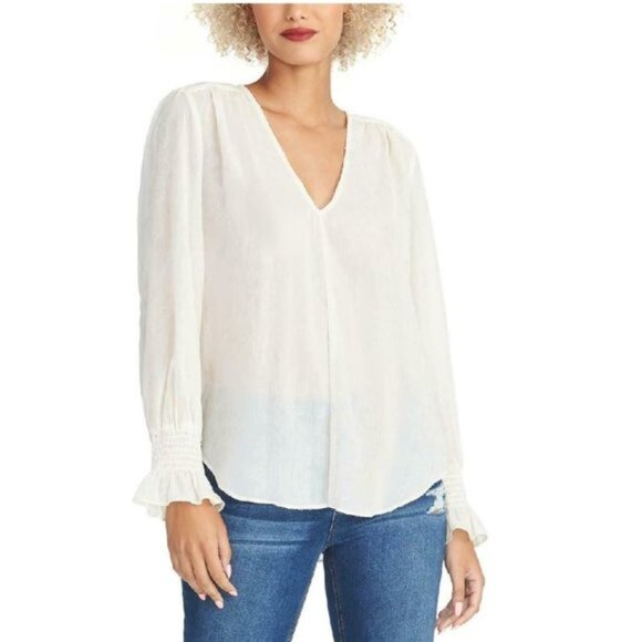 Rachel Rachel Roy Lulu V-Neck Shirred-Cuff Blouse - Picture 1 of 10